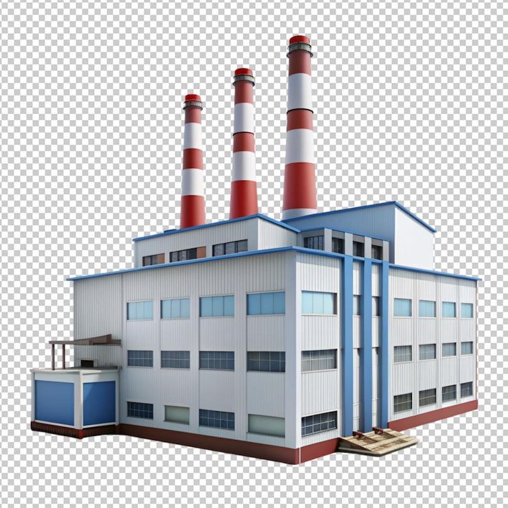 PSD 透明背景上的工厂建筑物