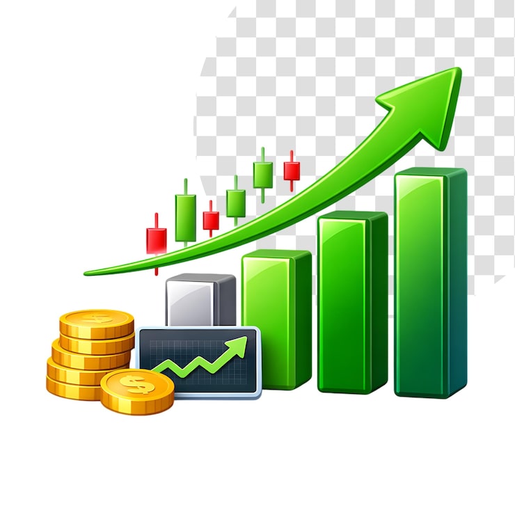 PSD financiële groei en zakelijk succes 3d-illustratie