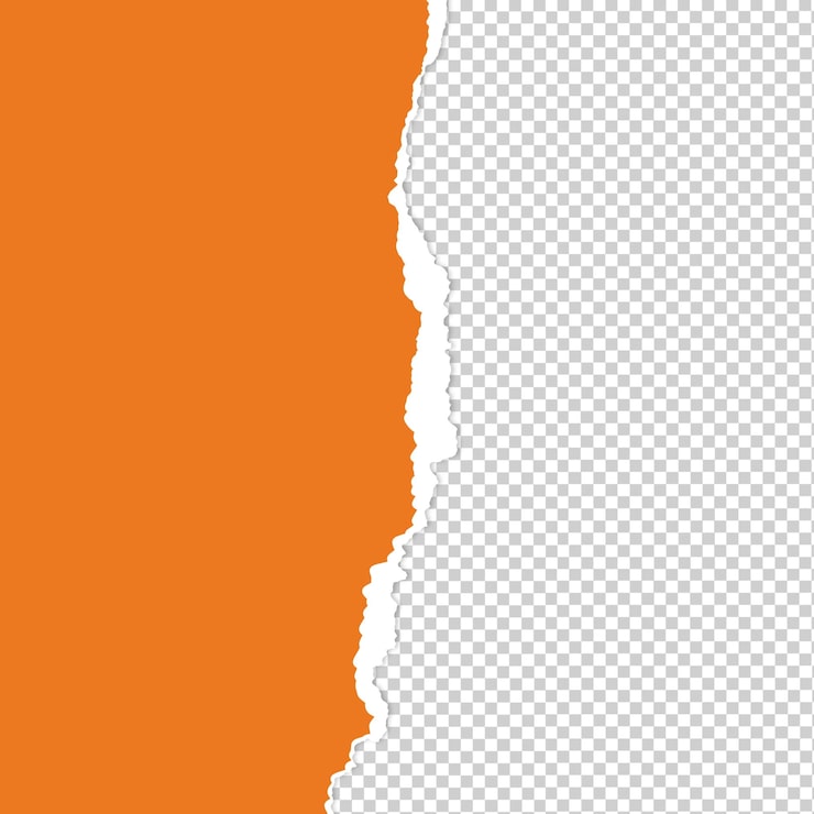 PSD flået orange papir med transparent baggrund