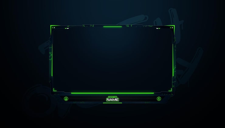 PSD gaming twitch stream overlay. (gaming twitch stream overlay) dit is een overlapping van de huidige versie van twitch.