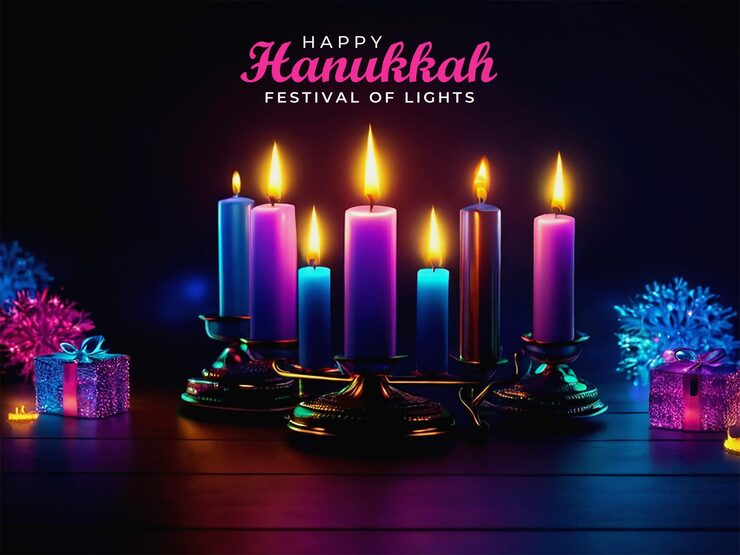 PSD glædelig hanukkah-fejring plakatdesign