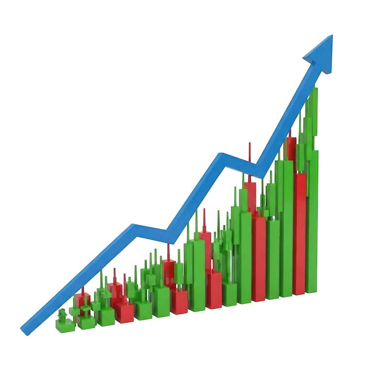 PSD groeiende staafdiagram met opwaartse trend
