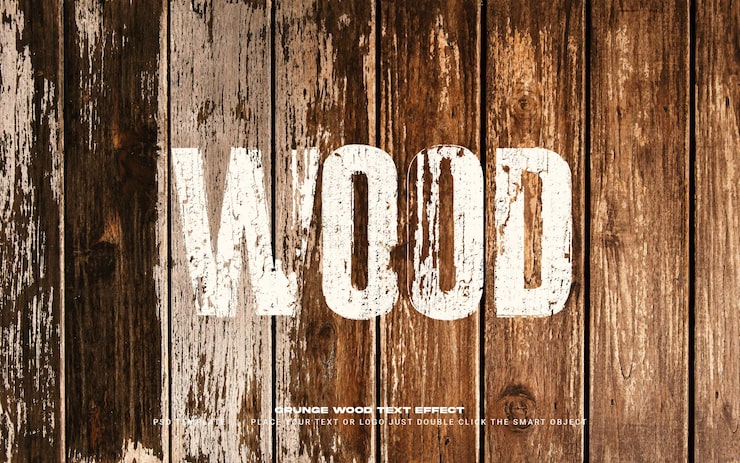 PSD grunge trä texteffekt