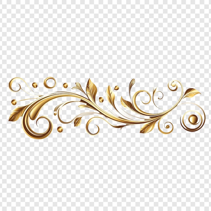PSD gyldent blomsterdesignelement elegante hvirvler og blade