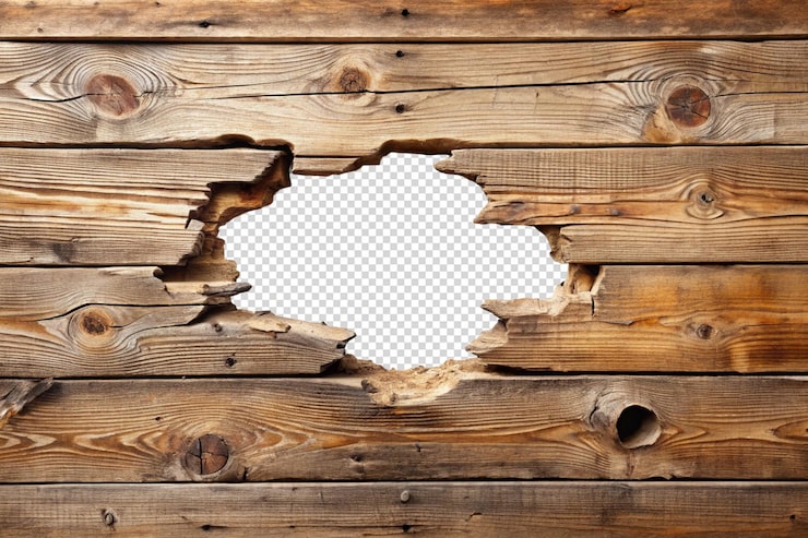 PSD hål i väderbiten trävägg png