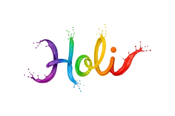 PSD holi festival farverig malingsstænk-skrift