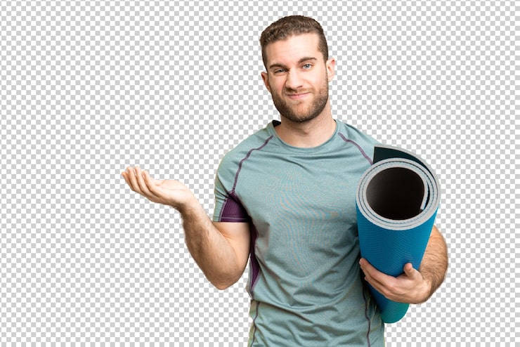 PSD i̇zole edilmiş chroma key arka planı önünde genç, yakışıklı, sarışın adam