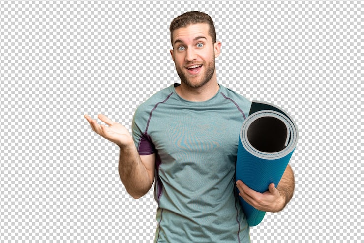 PSD i̇zole edilmiş chroma key arka planı önünde genç, yakışıklı, sarışın adam