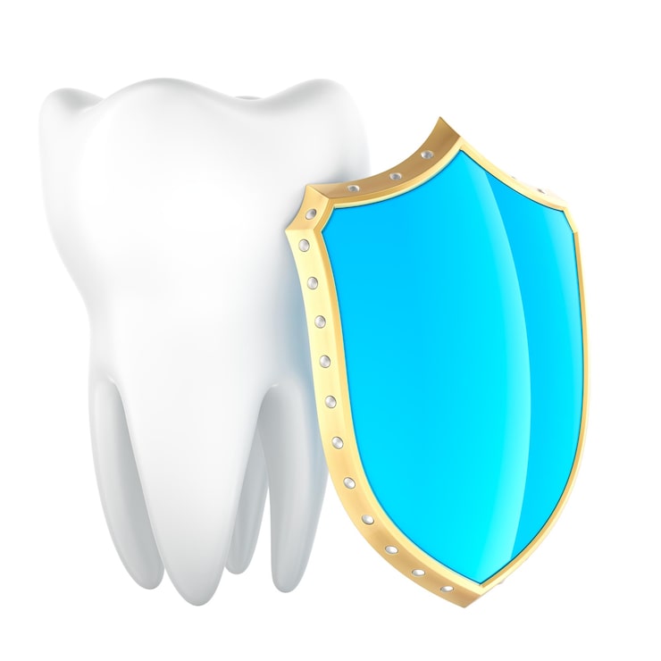 PSD kalkanlı diş şeffaf arka planda izole edilmiş 3d render