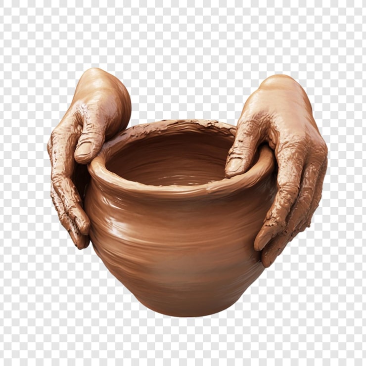 PSD kil çömlek şekillendiren eller: çömlek yapımının 3d render'ı