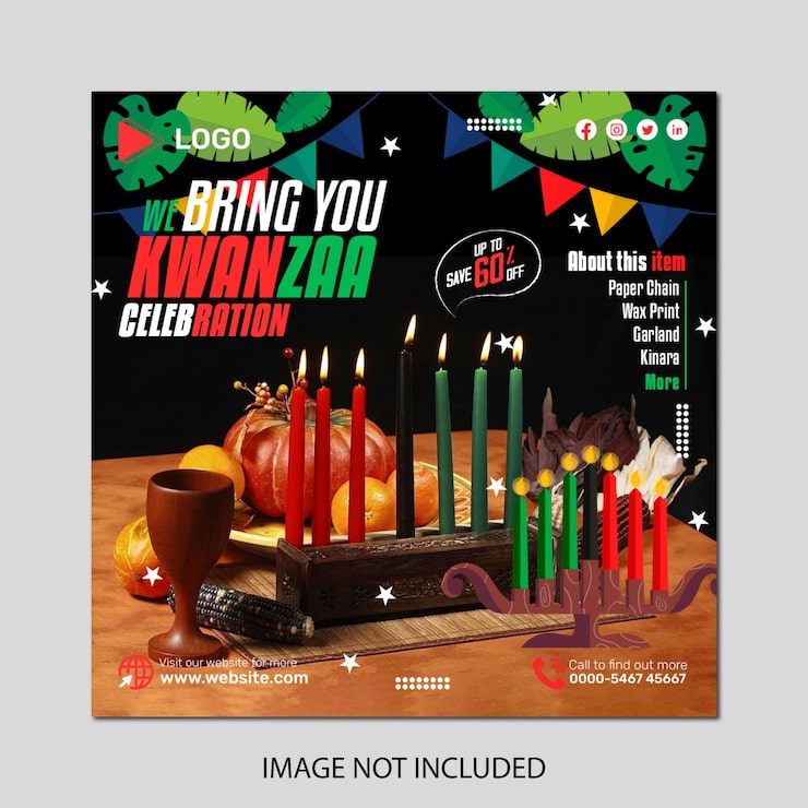 PSD kwanzaa holiday african square social media post and web banner design template