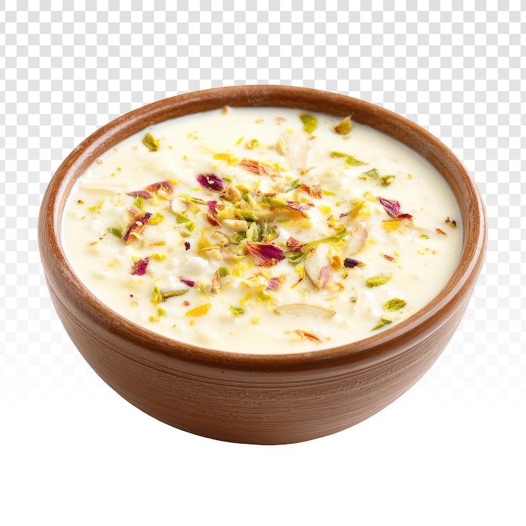PSD läckert indiskt kheer-dessert med nötter och rosenblad