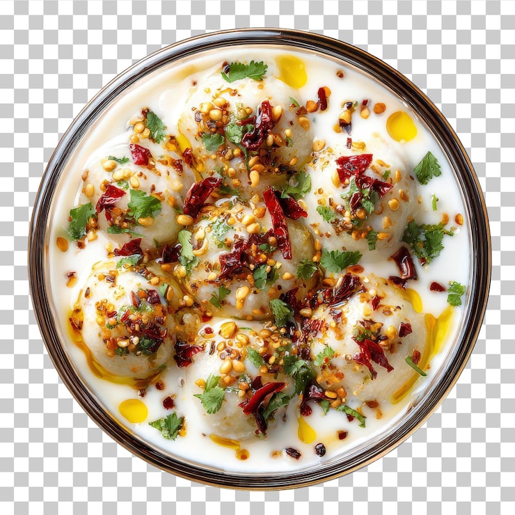 PSD läckra asiatiska dumplings i krämig yoghurtsås med chiliolja.