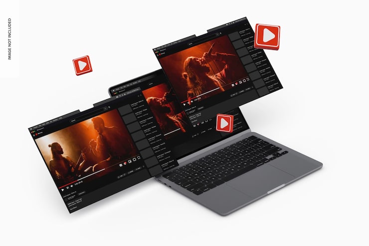 PSD laptopscherm met sociaal netwerkpictogram mockup, perspectief