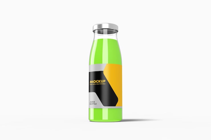 PSD lav vinkelvisning af juiceflaske-mockup