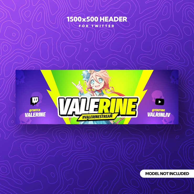 PSD lilla ray twitter x gaming banner skabelon