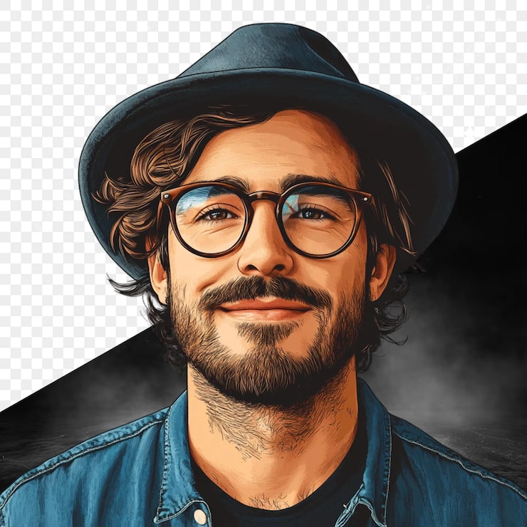 PSD man met een bril en een baard.