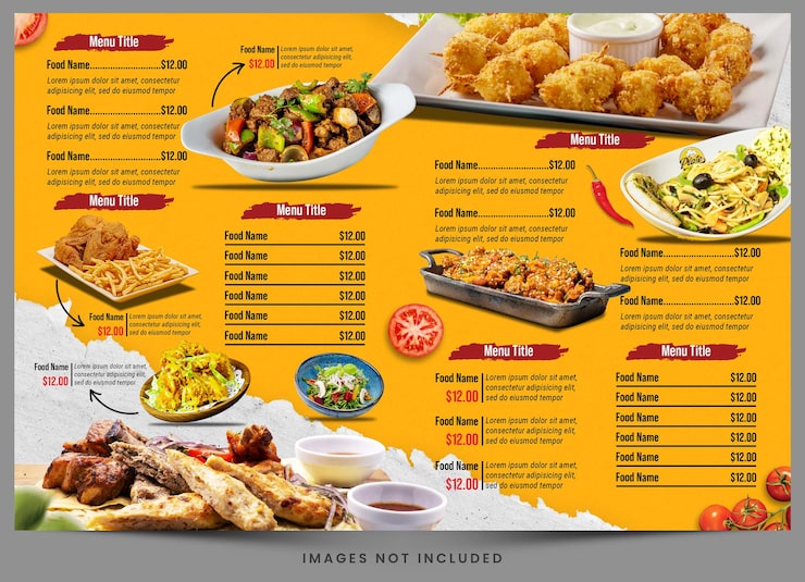 PSD menu dla restauracji zwanej chińską sceną kulinarną.