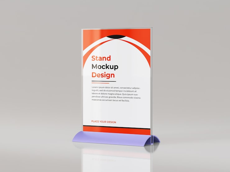 PSD mockup akrylowego stojaka stołowego do promocji.
