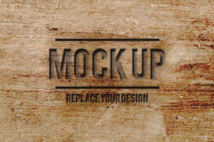 PSD mockup för träsniderieffekt