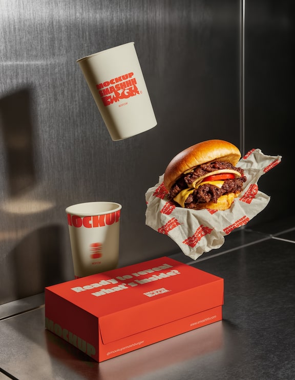 Mockup smash burger takeaway set