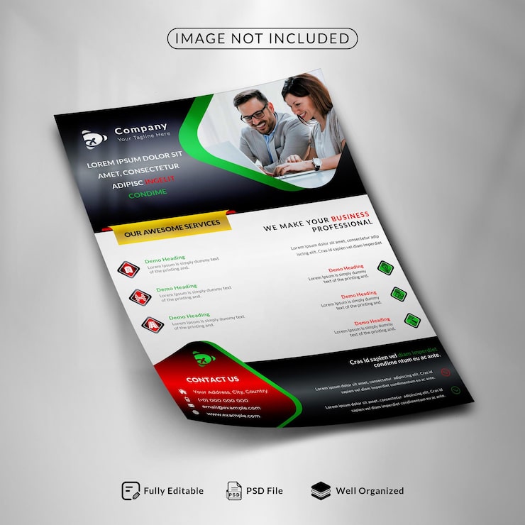 PSD moderne bedriftsflyer-mal for firmapromotering