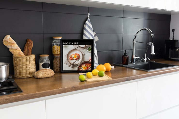 PSD mutfak çerçeve mockup tasarımı