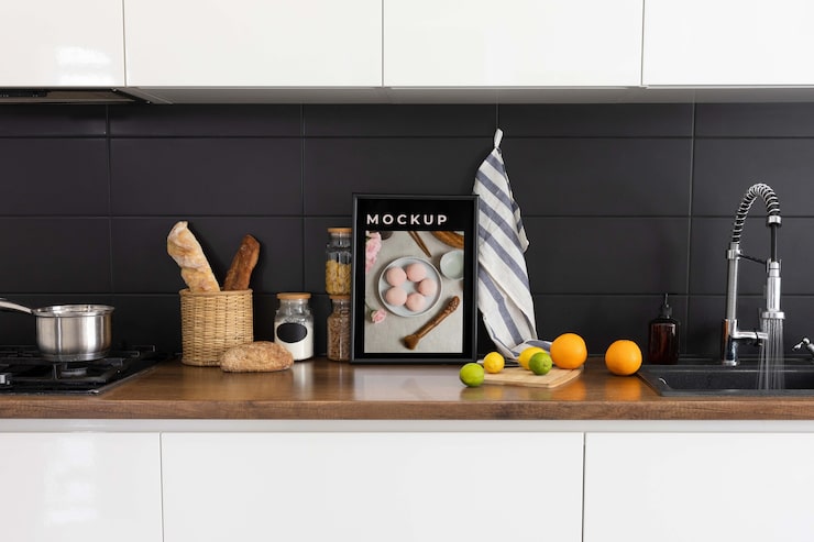 PSD mutfak çerçeve mockup tasarımı