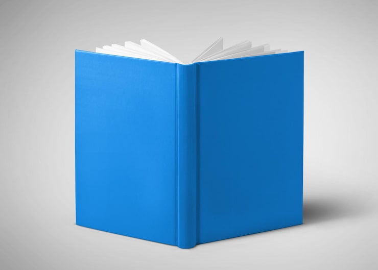 PSD öppen blå 3d-bok mockup