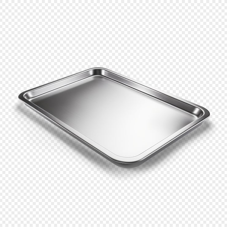 PSD parlak metal tepsi izole edilmiş