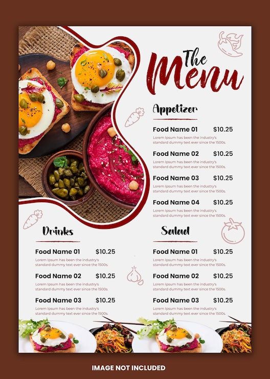 PSD piękny szablon projektu menu jedzenia