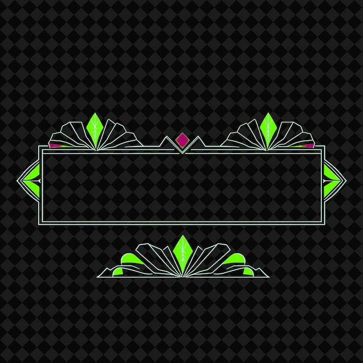 PSD png art deco geometrik şekilli metalik vurgulu kenar çizgisi halk sanatı tasarımı