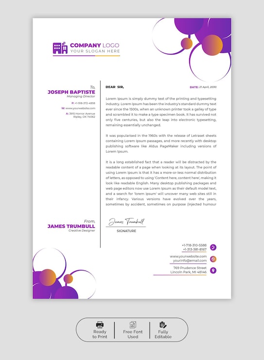 PSD psd moderne brevmal for bedrifter