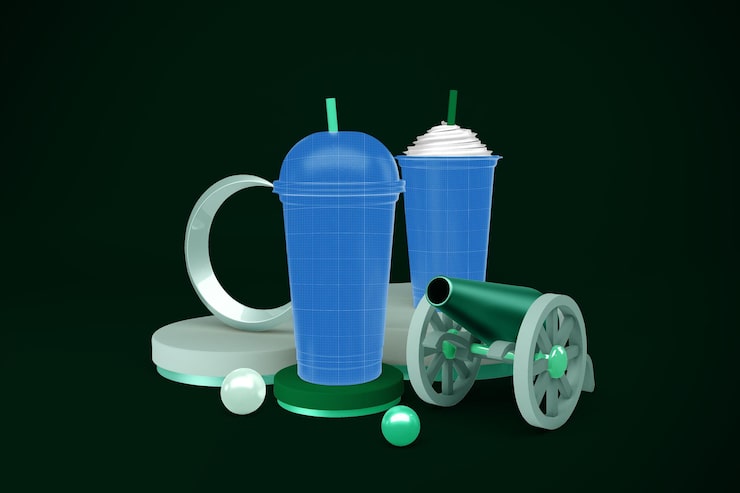 PSD ramadan plastik kop mockup