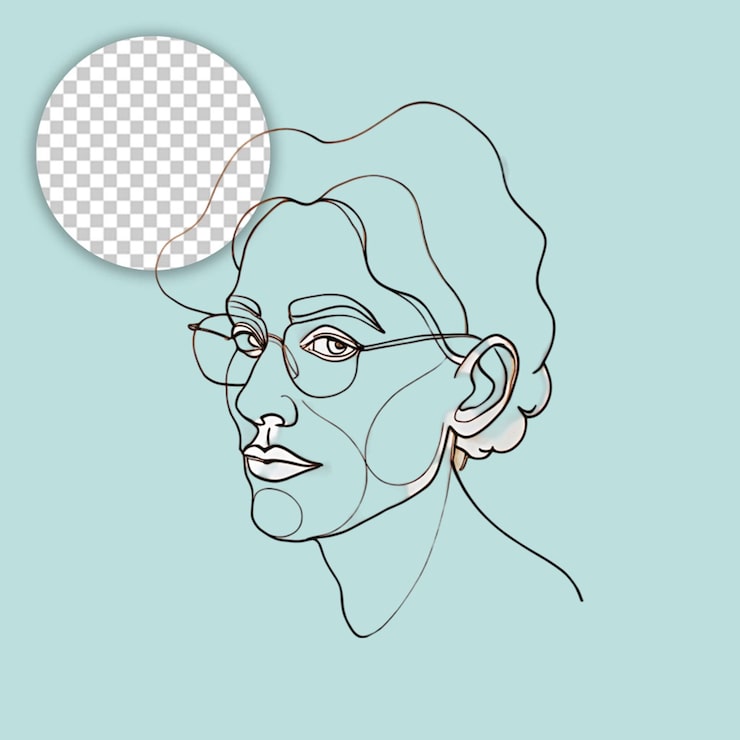 PSD ręcznie narysowana ilustracja rysunku twarzy na przezroczystym tle