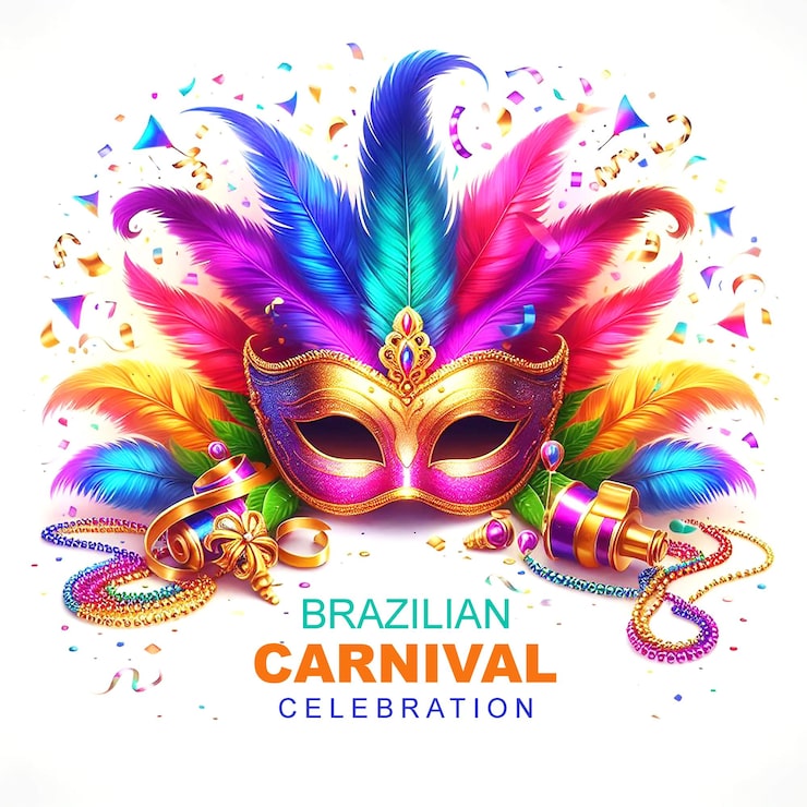 PSD renkli bir karnaval maskesi olan bir karnaval afişi
