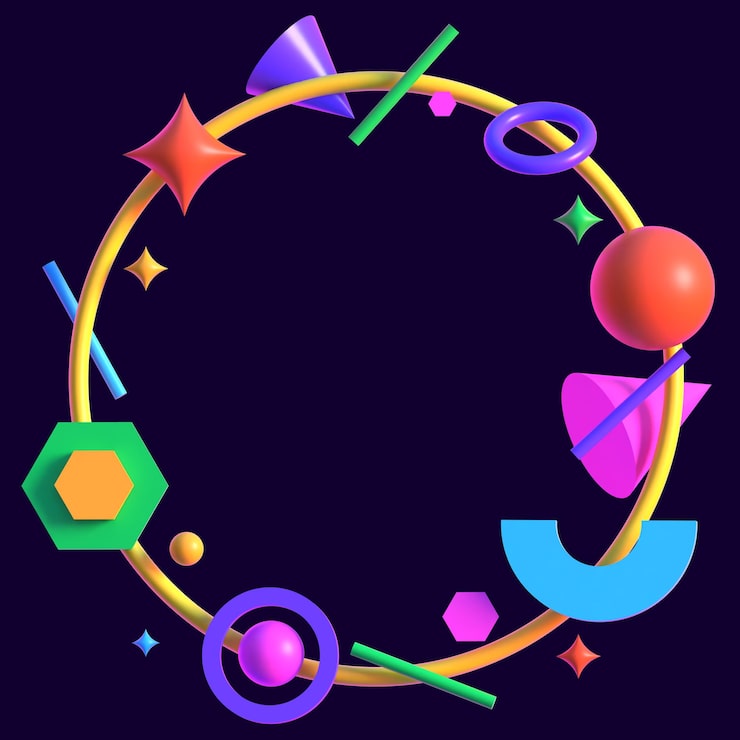 PSD 复古未来主义圆形宇宙光环 3d 渲染