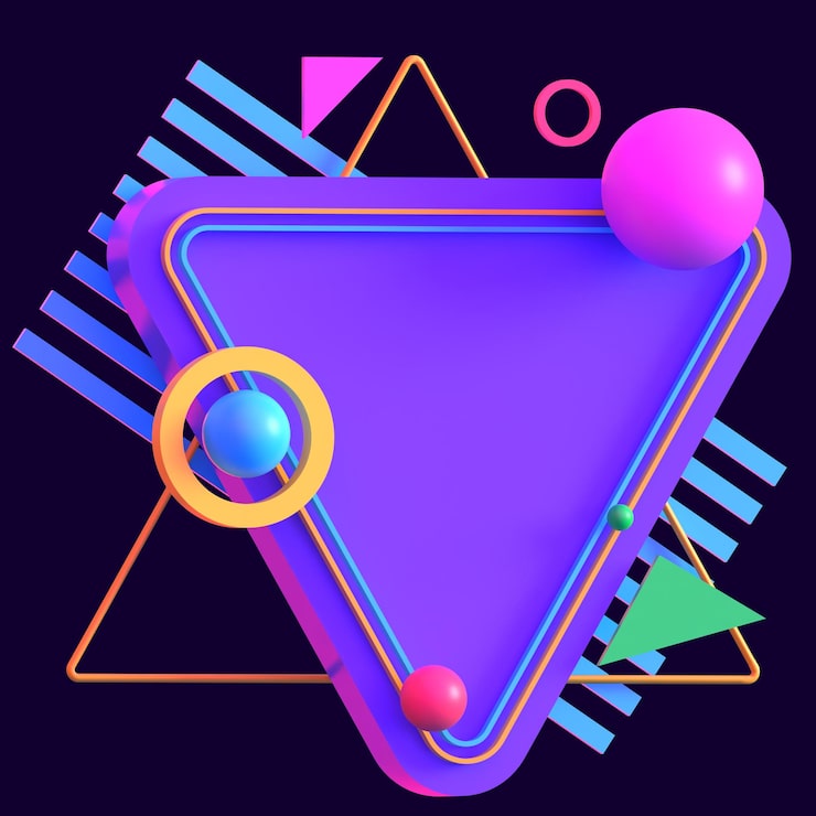 PSD 复古未来主义分层三角形 3d 渲染