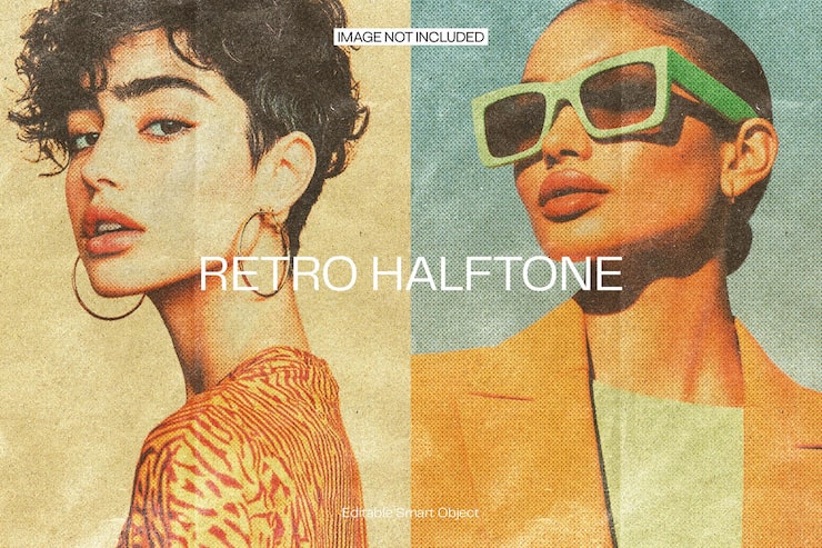 PSD retro halftone fotoeffekt for plakat