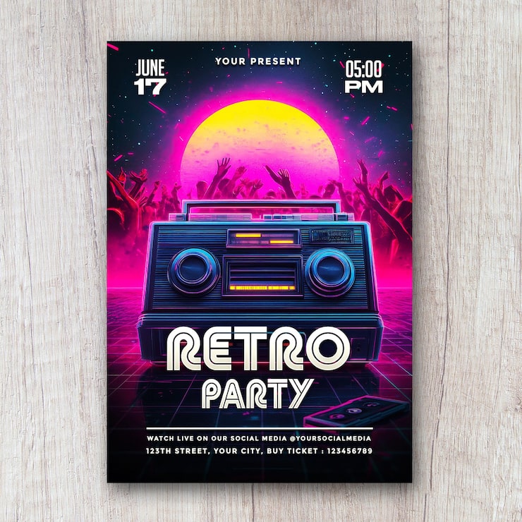 PSD retro kostumefest flyer plakat social media banner skabelon
