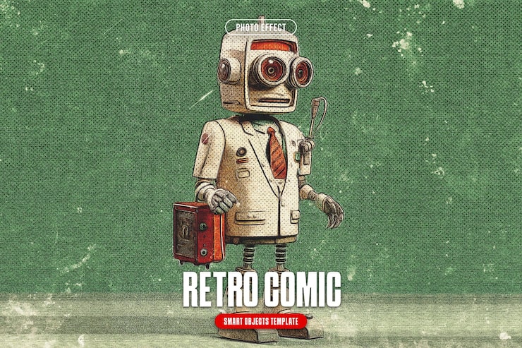 PSD retro tegneseriefotoeffekt