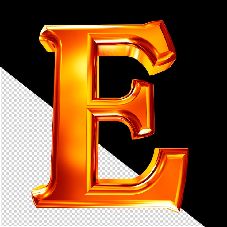 PSD rödhårig 3d-symbol med avfasningsbokstav e