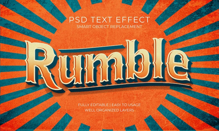 PSD rumble retro teksteffekt