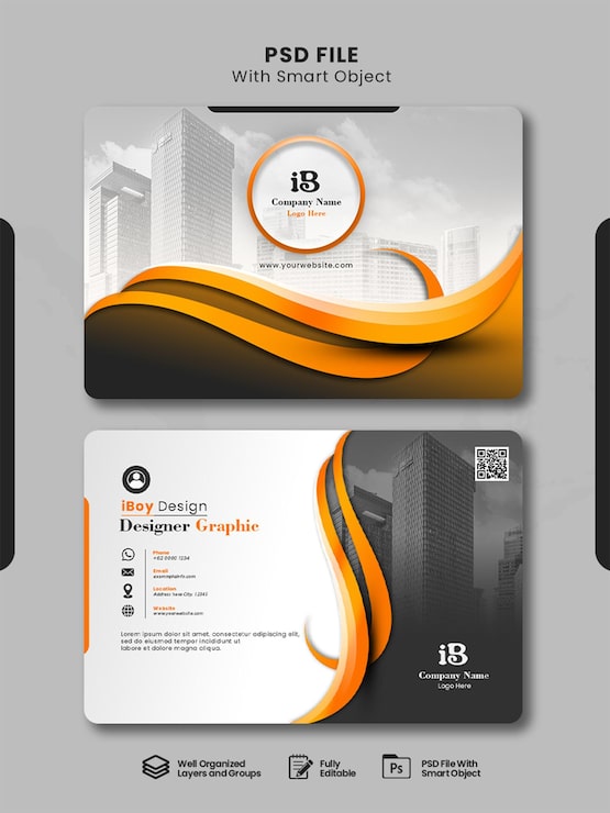 PSD sjabloon voor abstract visitekaartjes ingesteld met foto