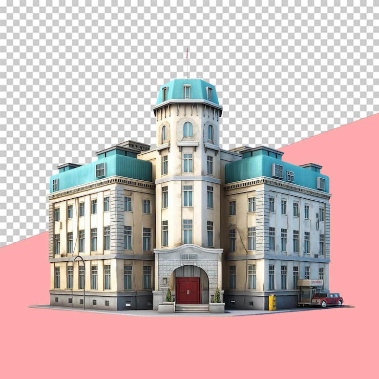 PSD sjukhusbyggnad isolerat objekt transparent bakgrund