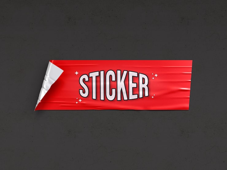 PSD skrynklig rektangel-sticker mockup