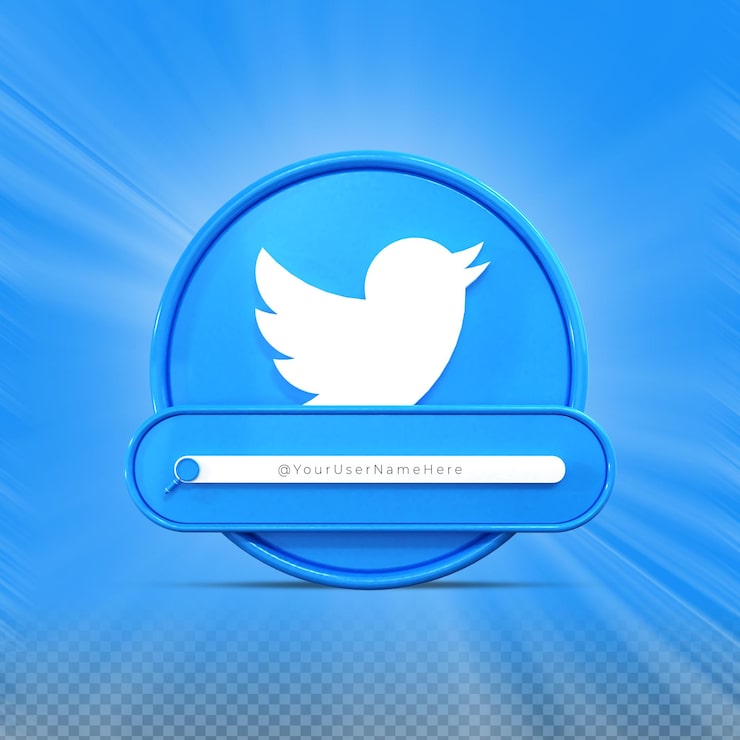 PSD śledź mnie na twitterze w mediach społecznościowych ikona banera profil renderowania 3d dolna trzecia