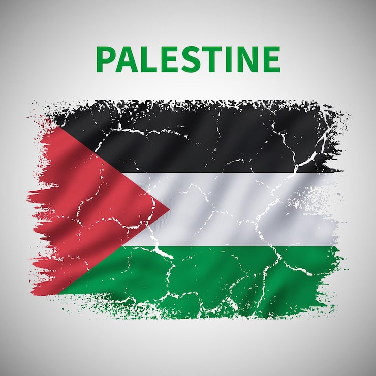 PSD sliten palestinsk flagga med grunge penseldragseffekt
