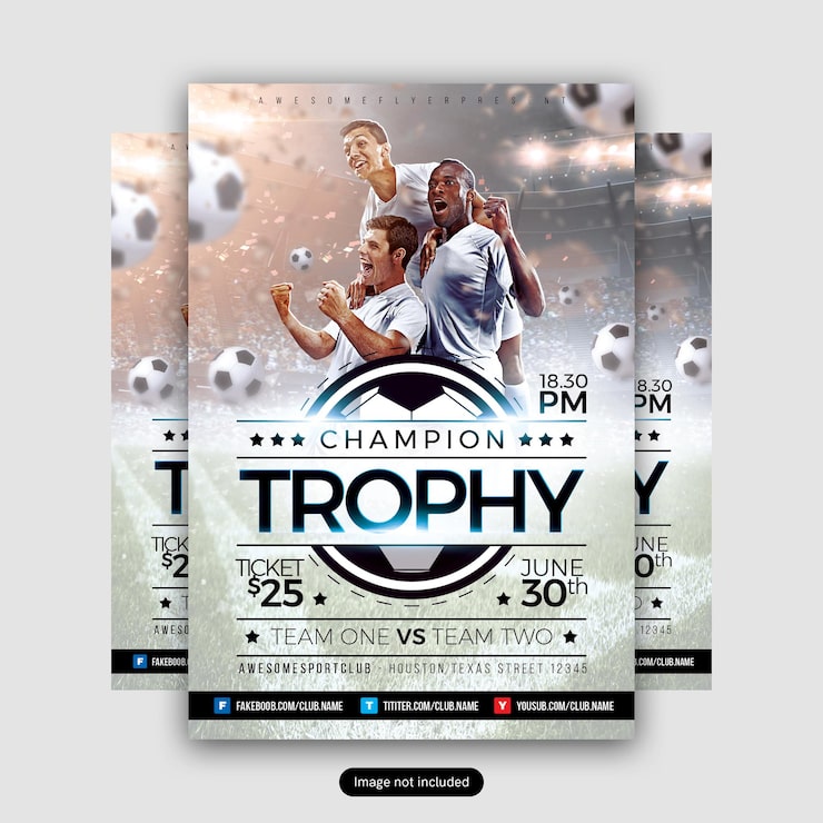 PSD soccer championship trophy design skabelon