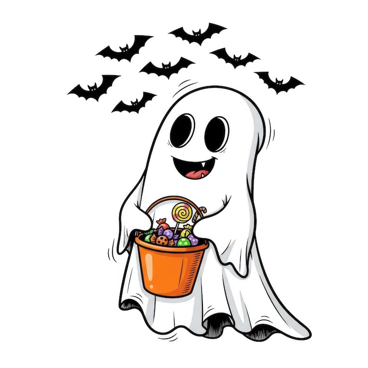 PSD spöke som samlar godis på halloween